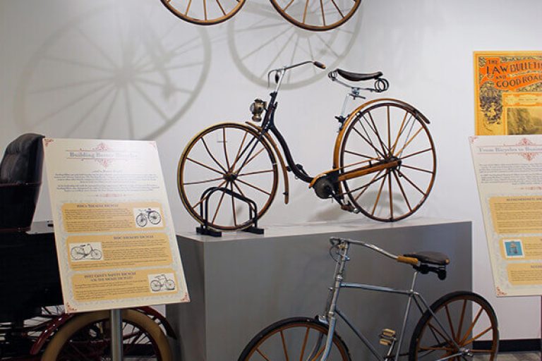 Antique bicycles exhibit at the Elliott Museum in Stuart Florida.