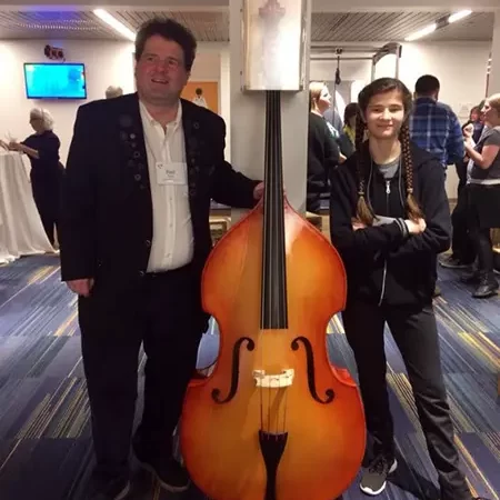 A full-sized bass in the sound exhibit
