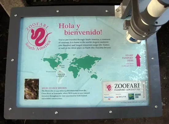 South America map part of the Bronx Zoo Stampers Exhibit